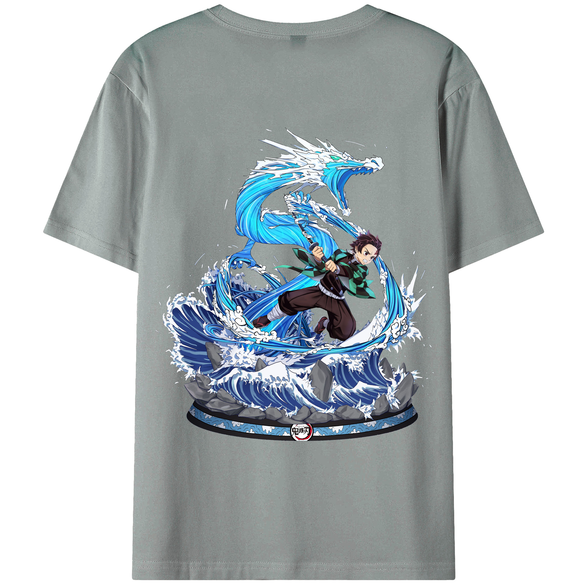 （画像用） 鬼滅の刃 竈門 炭治郎／かまど たんじろう Kamado Tanjirou 綿100％ メンズ半袖Tシャツ（バックプリント） 通気性